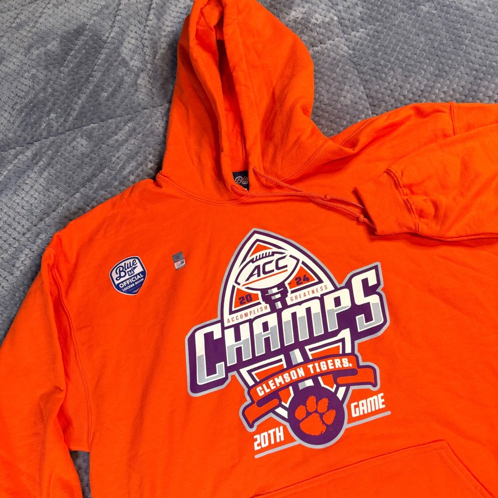 Blue 84 Clemson Tigers Mens XL Orange ACC Champs 20th Game Football Hoodie